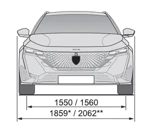 Peugeot 308: Dimensions (en mm)